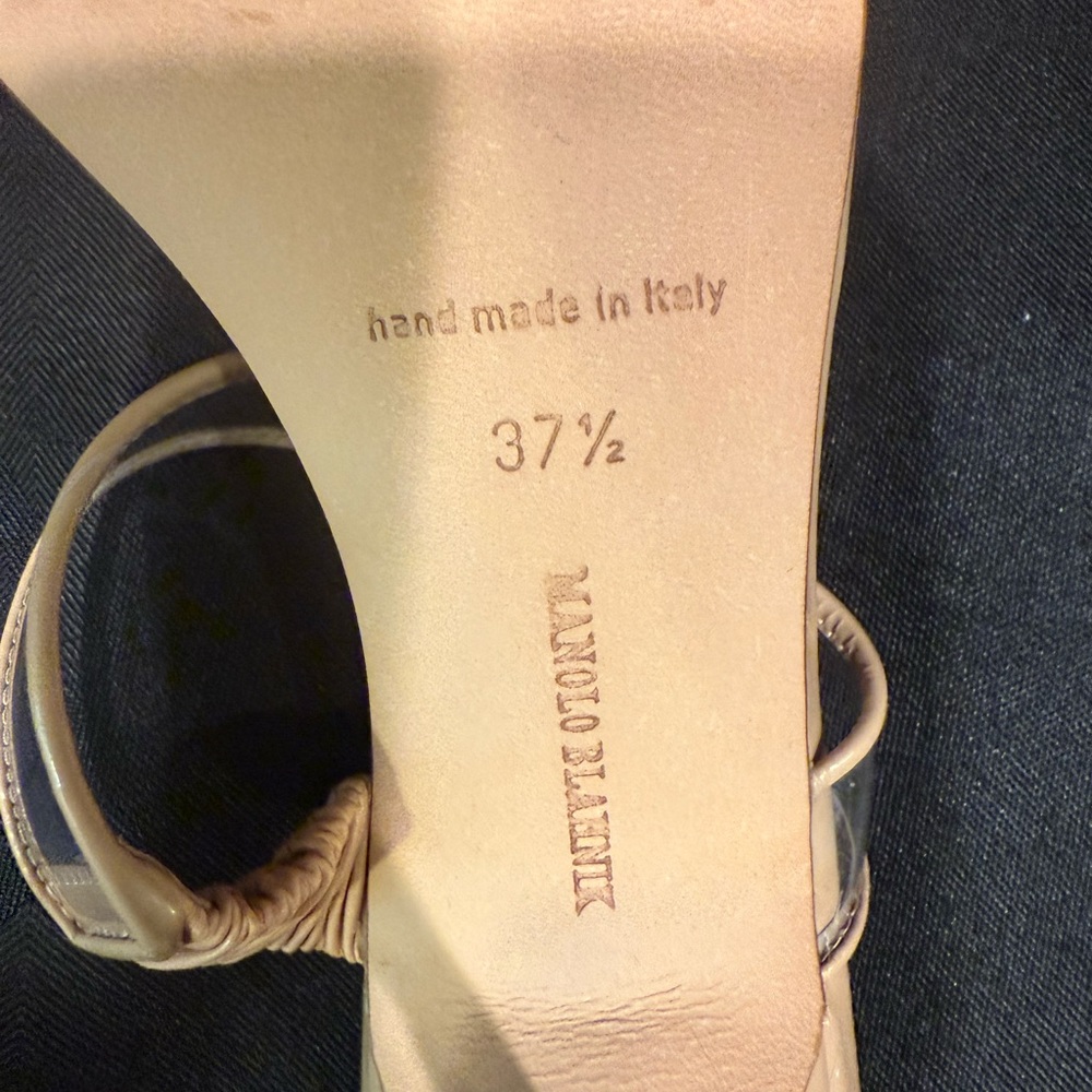 Manolo Blahnik Cream Tan Heels Stiletto Mule - Picture 5 of 13